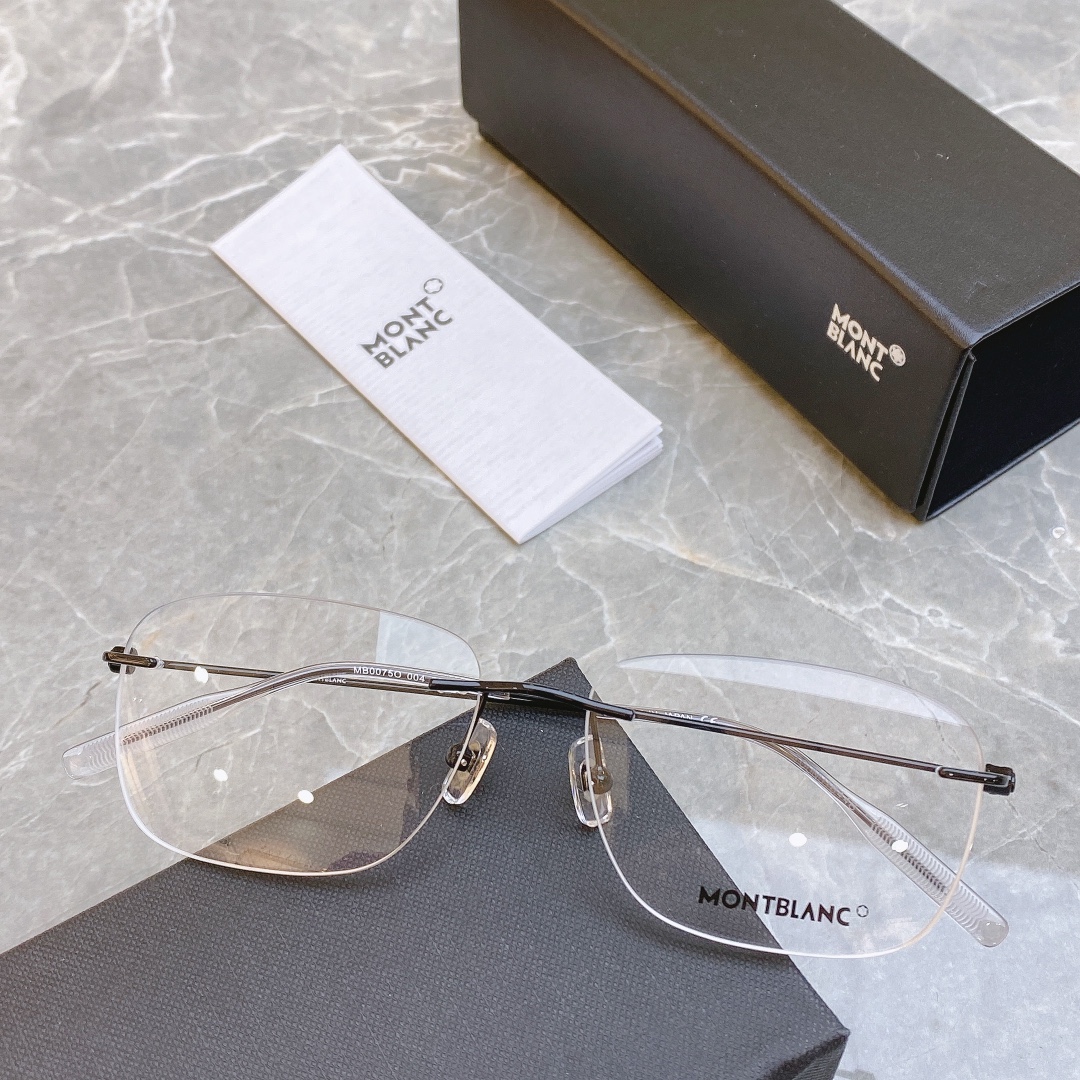 【MONT BLAN*】万宝*龙 MB0075O 高品质 休闲 商务 弹簧腿不夹脸 无框光学镜 ！size:56口16-