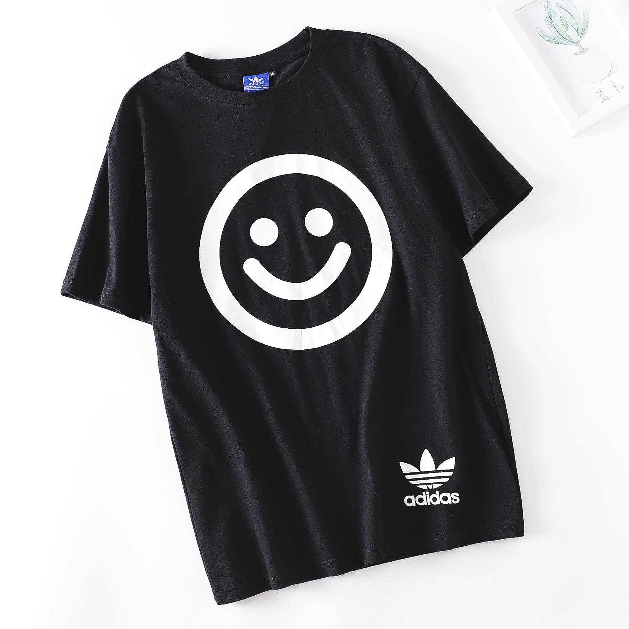锦衣卫上新35 adidas阿迪经典黑白笑脸情侣短袖t恤