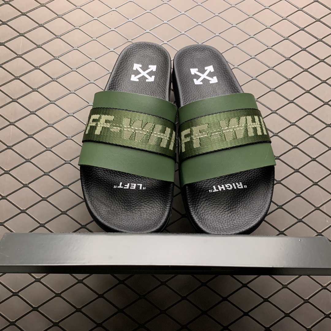 110 OFF-WHITE C/O VIRGIL ABLOH OW箭头斑马纹织带系列拖鞋