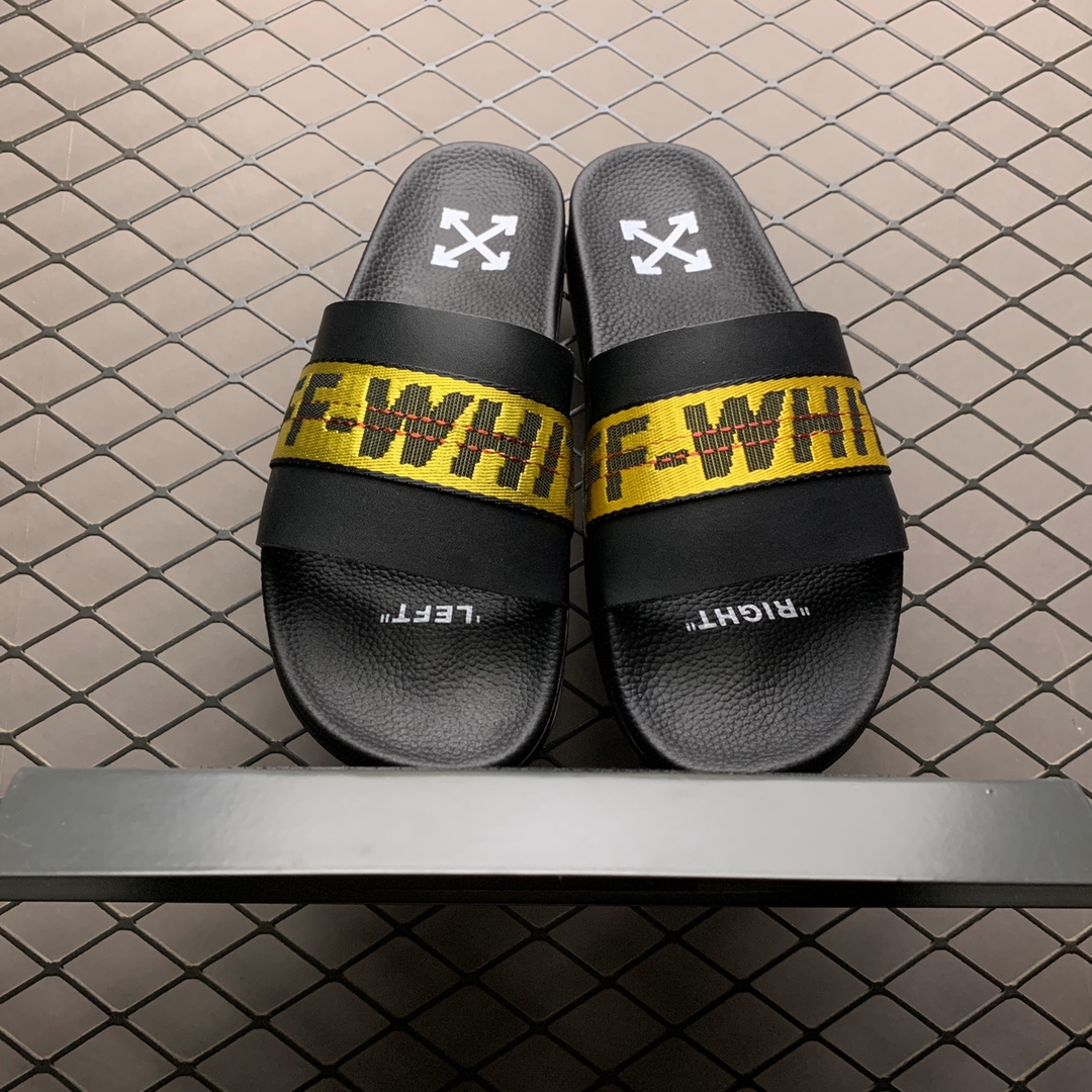 110 OFF-WHITE C/O VIRGIL ABLOH OW箭头斑马纹织带系列拖鞋