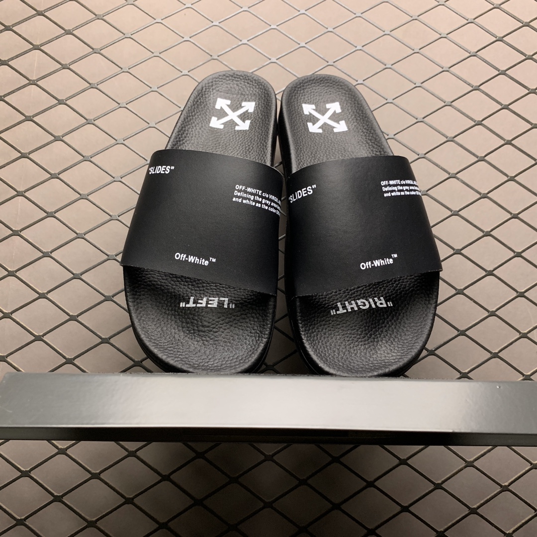 110 OFF-WHITE C/O VIRGIL ABLOH OW箭头斑马纹织带系列拖鞋