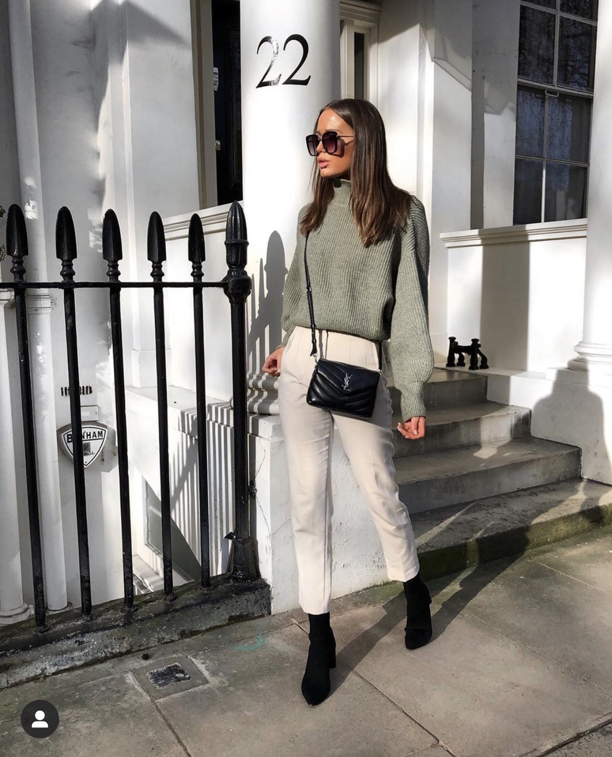 YSL LouLou 20CM 迷你斜挎包 467072黑色/银扣