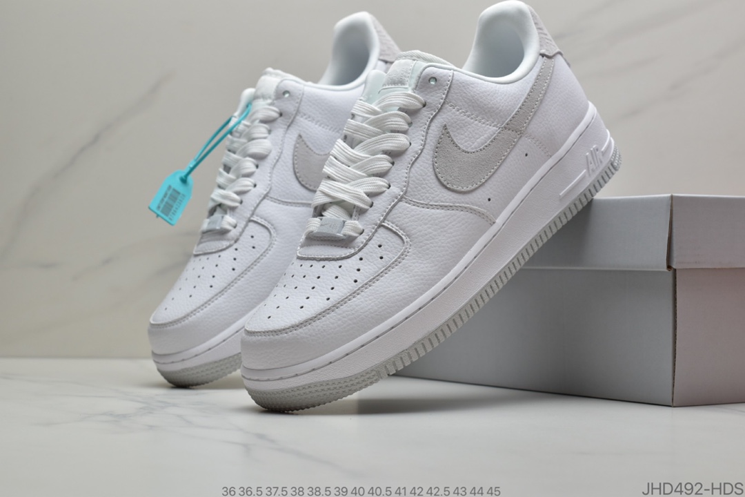 190 耐克Nike Wmns Air Force 1′07 LV8 GS”Pure Platinum”麂皮白粉黄拼色 空军一号经典低帮百搭休闲运动板鞋 CN2873 100