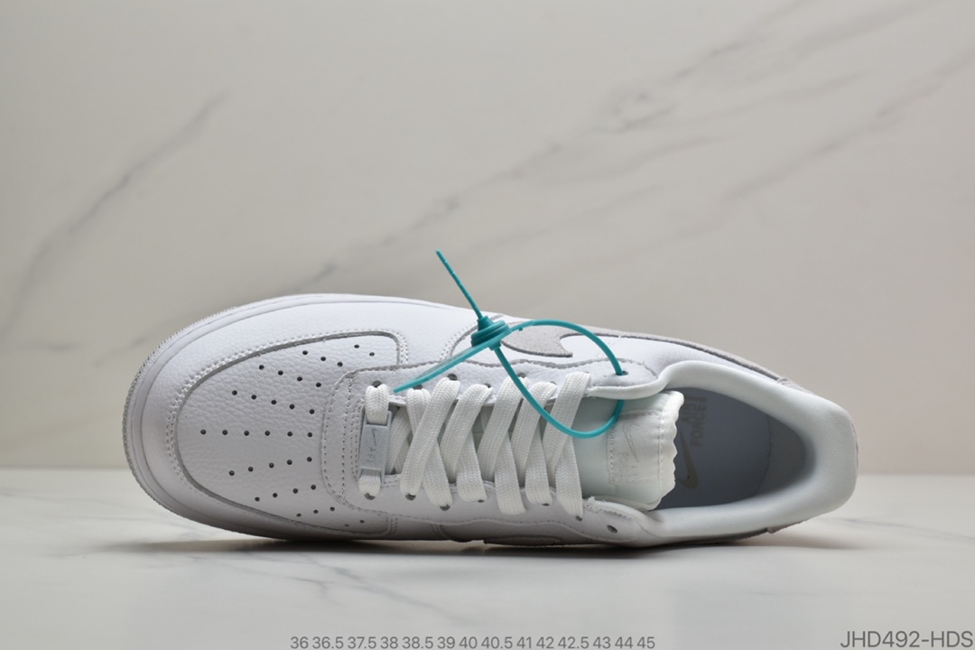 190 耐克Nike Wmns Air Force 1′07 LV8 GS”Pure Platinum”麂皮白粉黄拼色 空军一号经典低帮百搭休闲运动板鞋 CN2873 100