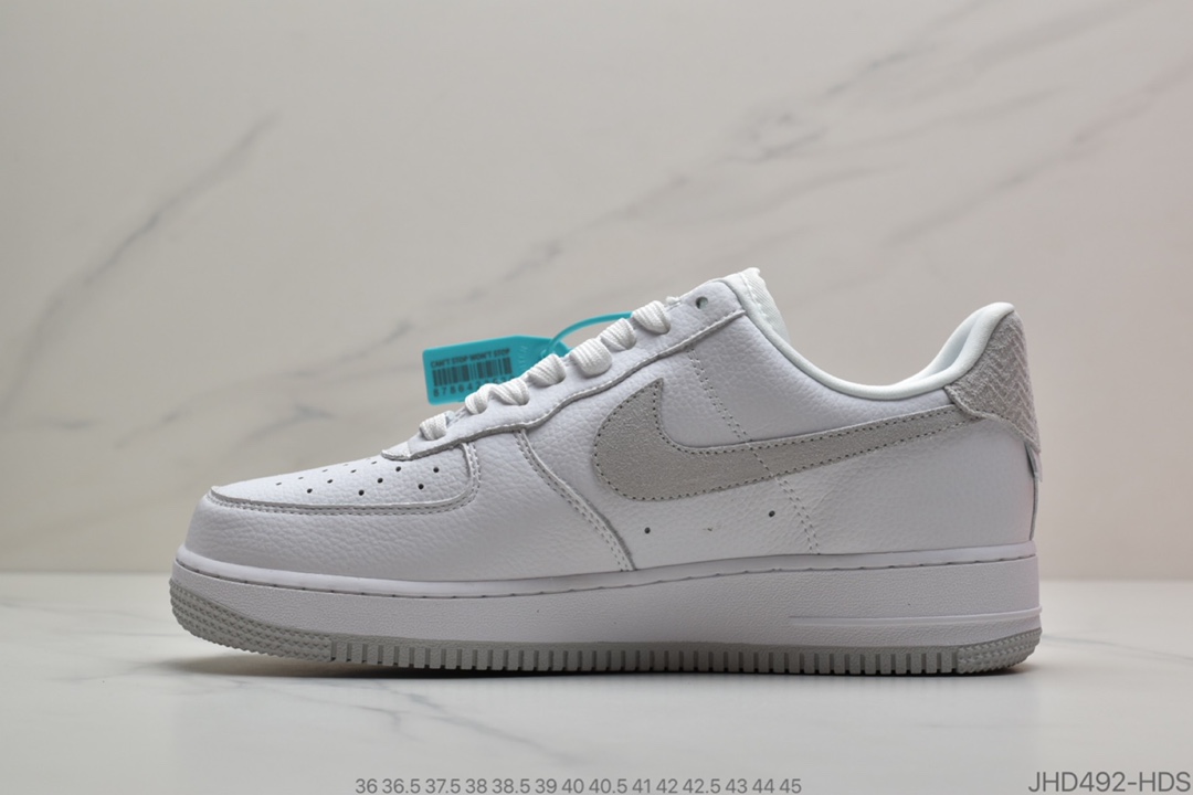 190 耐克Nike Wmns Air Force 1′07 LV8 GS”Pure Platinum”麂皮白粉黄拼色 空军一号经典低帮百搭休闲运动板鞋 CN2873 100