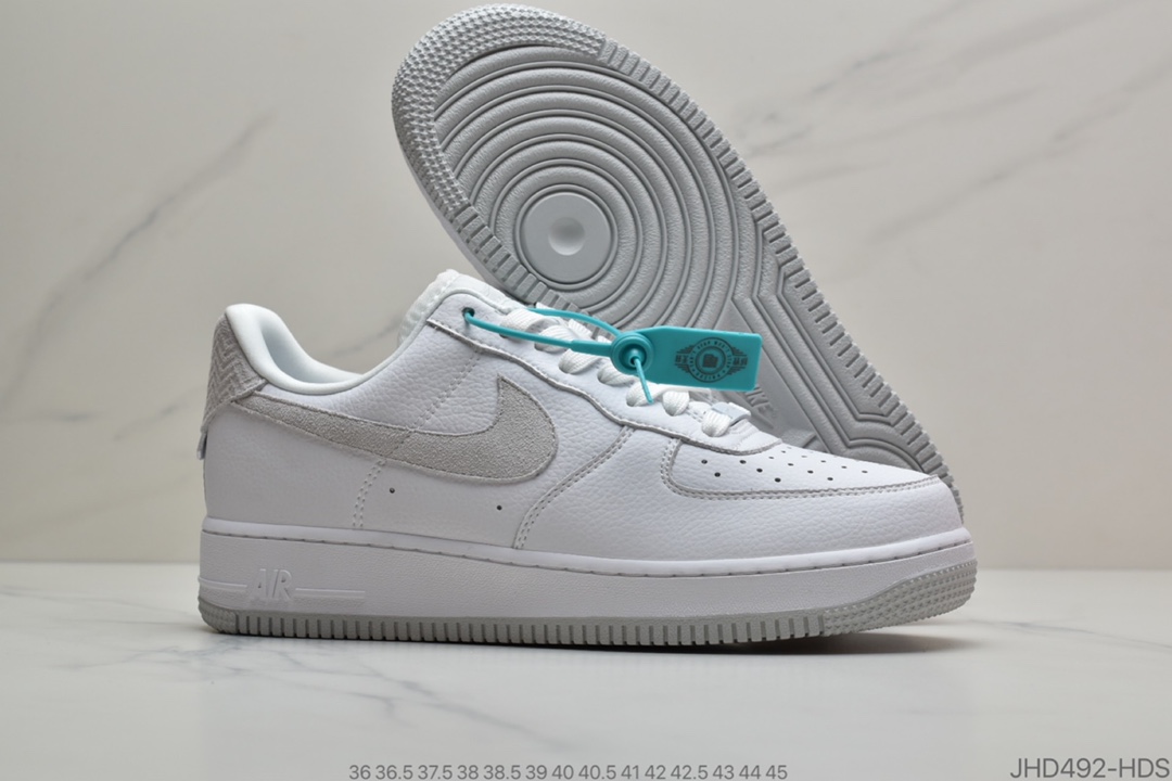 190 耐克Nike Wmns Air Force 1′07 LV8 GS”Pure Platinum”麂皮白粉黄拼色 空军一号经典低帮百搭休闲运动板鞋 CN2873 100