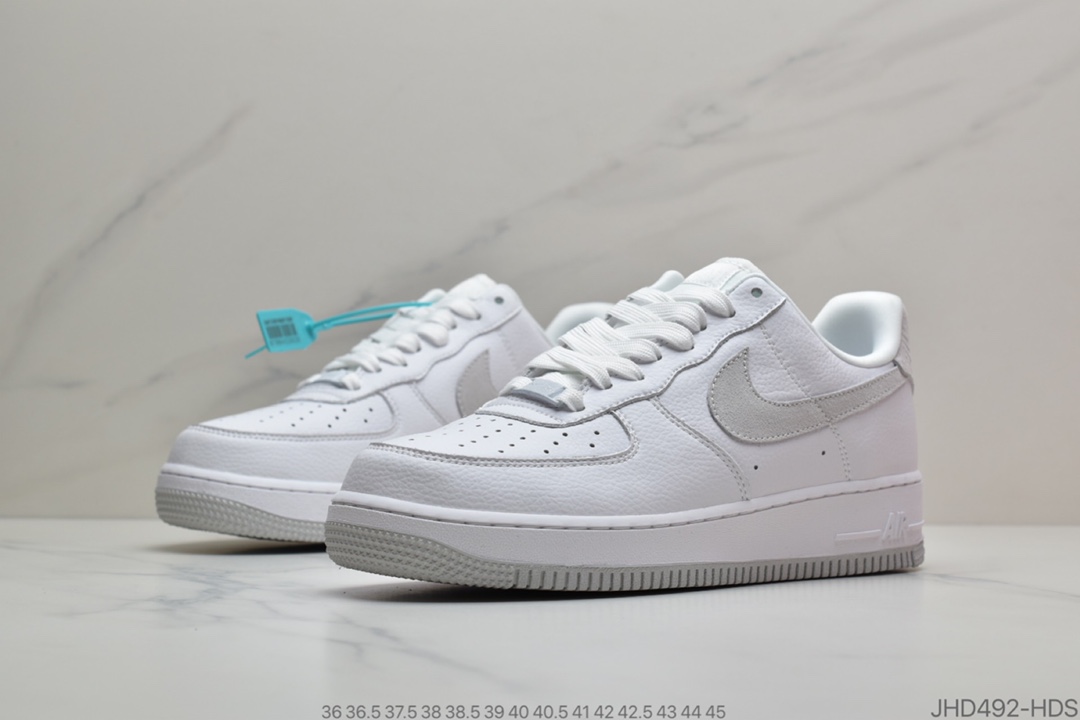 190 耐克Nike Wmns Air Force 1′07 LV8 GS”Pure Platinum”麂皮白粉黄拼色 空军一号经典低帮百搭休闲运动板鞋 CN2873 100