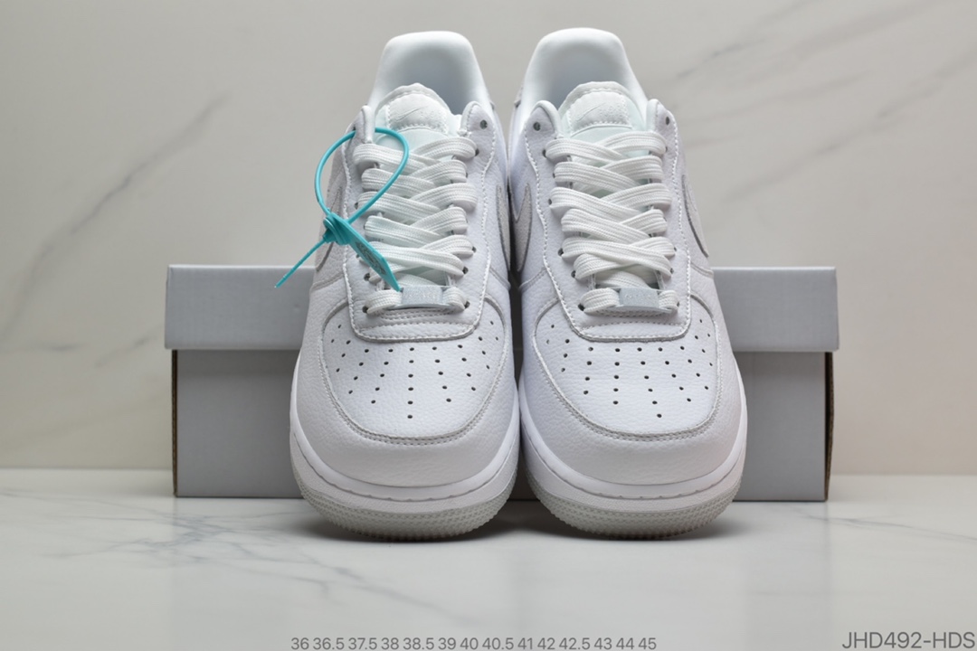 190 耐克Nike Wmns Air Force 1′07 LV8 GS”Pure Platinum”麂皮白粉黄拼色 空军一号经典低帮百搭休闲运动板鞋 CN2873 100