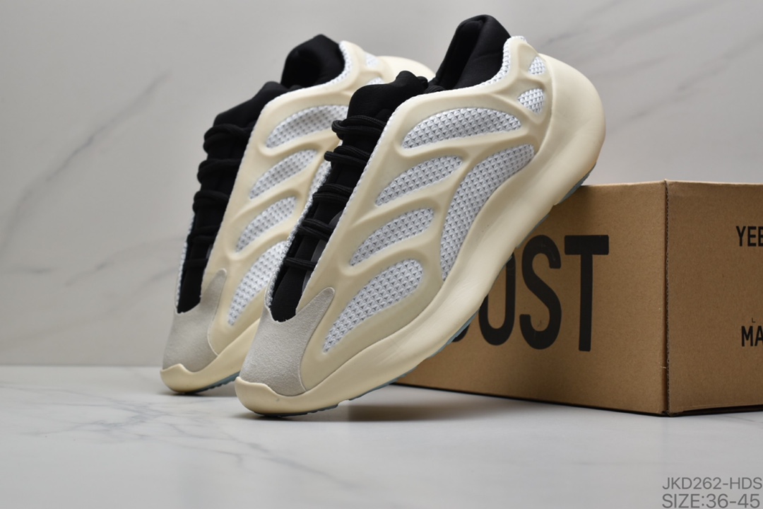 160 阿迪达斯Adidas Yeezy Foam Runner  Yeezy  Boost 700 V3 MH2 ”White/Skeleton”低帮复古休闲运动穿搭慢跑鞋EF8988