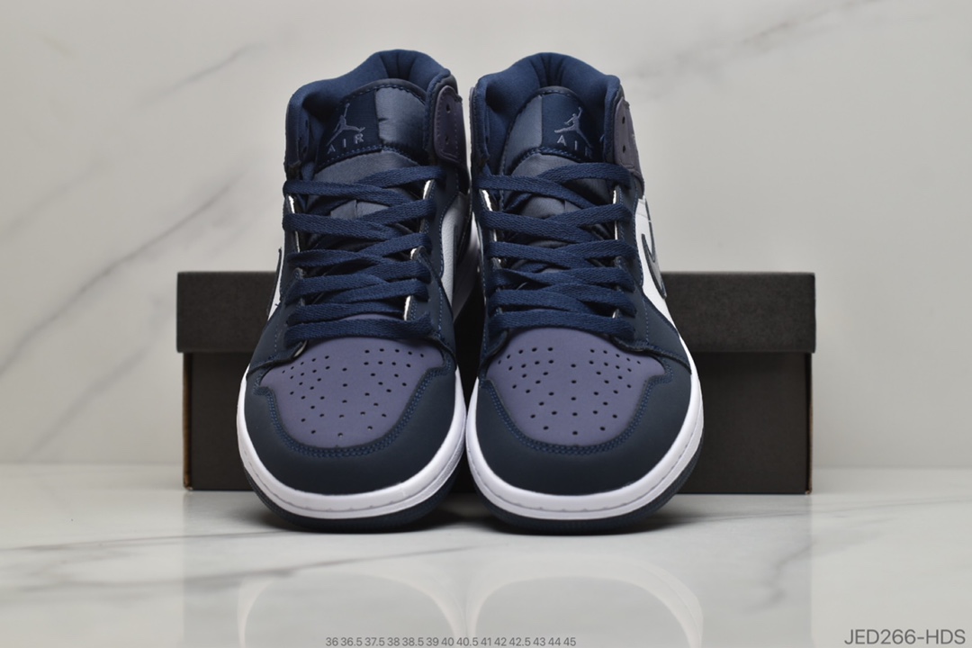 150 公司级 头层皮料Air Jordan 1 Mid 蓝幻勾  554724 445