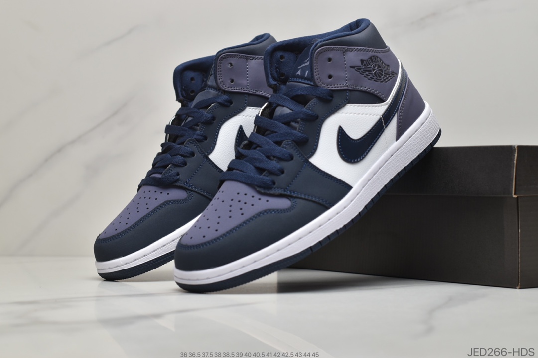 150 公司级 头层皮料Air Jordan 1 Mid 蓝幻勾  554724 445