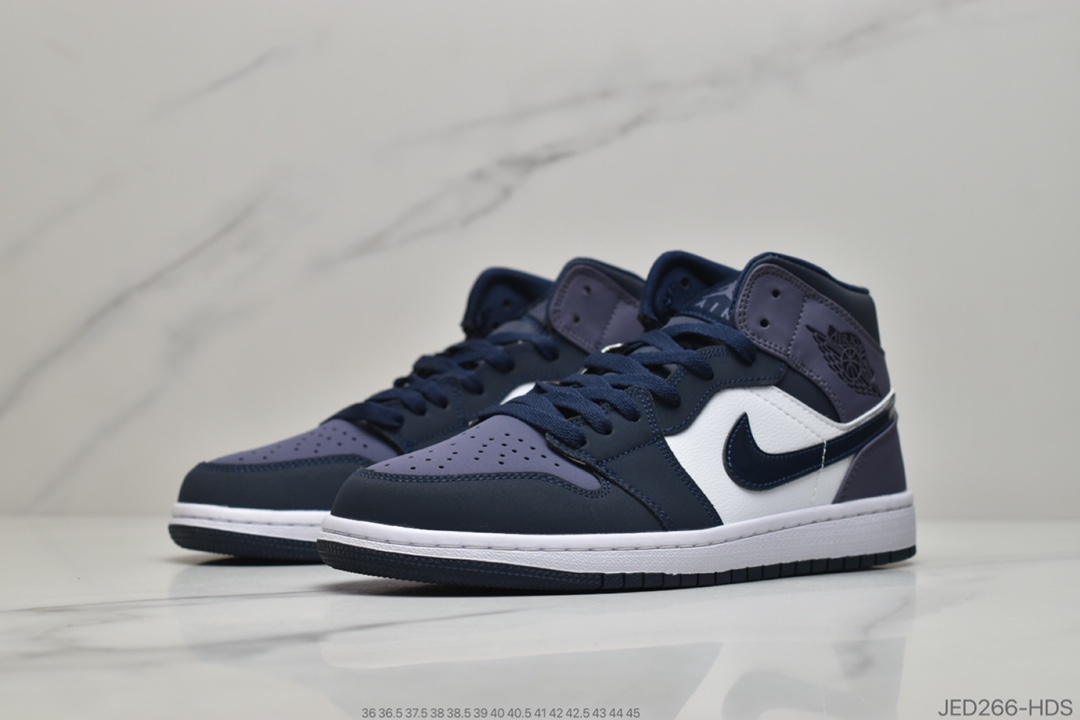 150 公司级 头层皮料Air Jordan 1 Mid 蓝幻勾  554724 445
