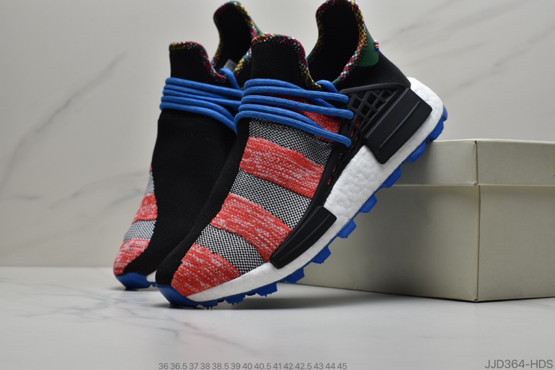 130  Adidas 阿迪达斯 Originals PW HU Holi NMD 菲董人类赛跑系列 “浅兰” 真爆米花 BB9535