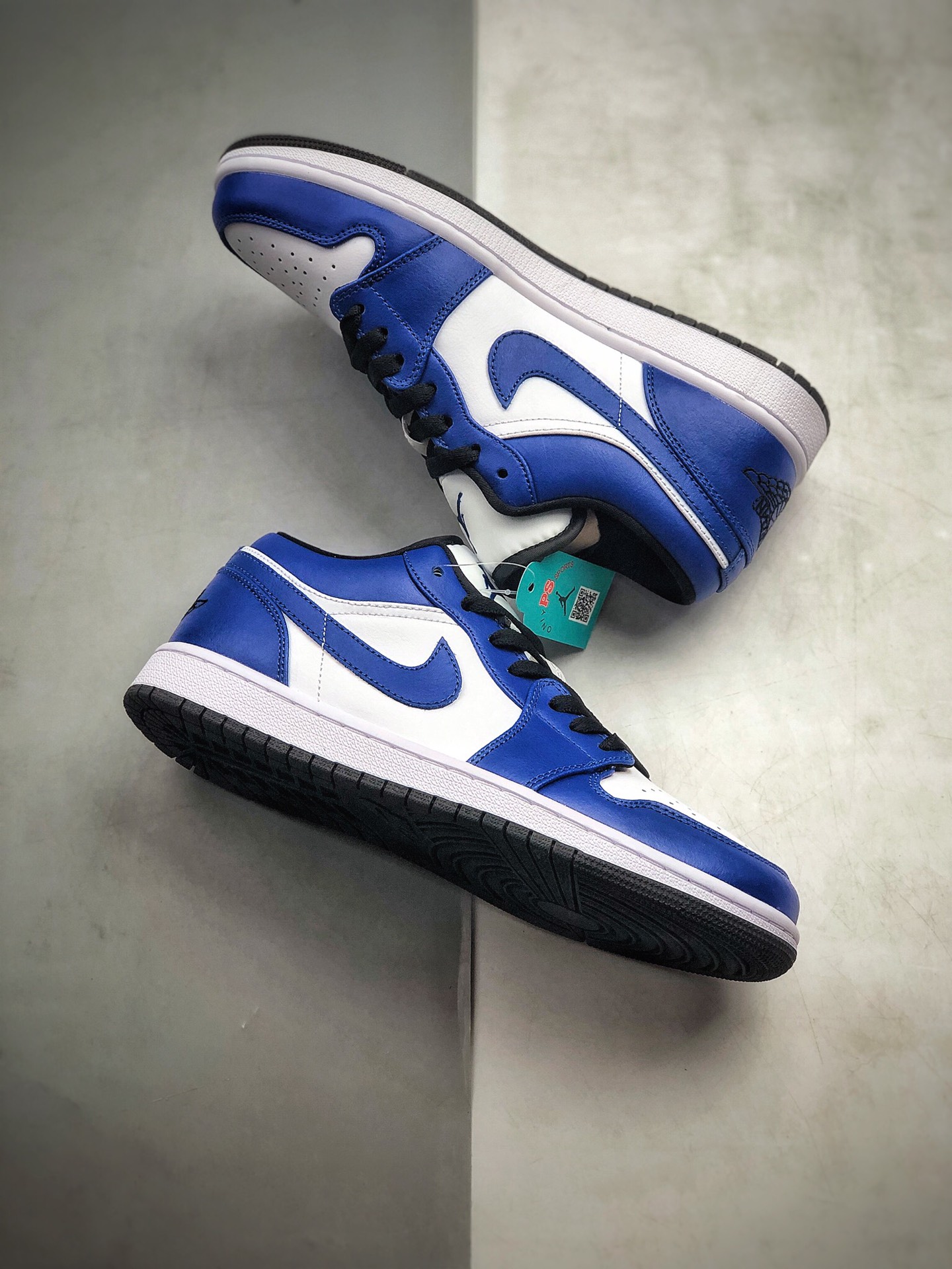 200  公司级头层 耐克 Nike Air Jordan 1 Low 白蓝闪电 AJ1 乔1 低帮潮流缓震运动休闲板鞋553558-124