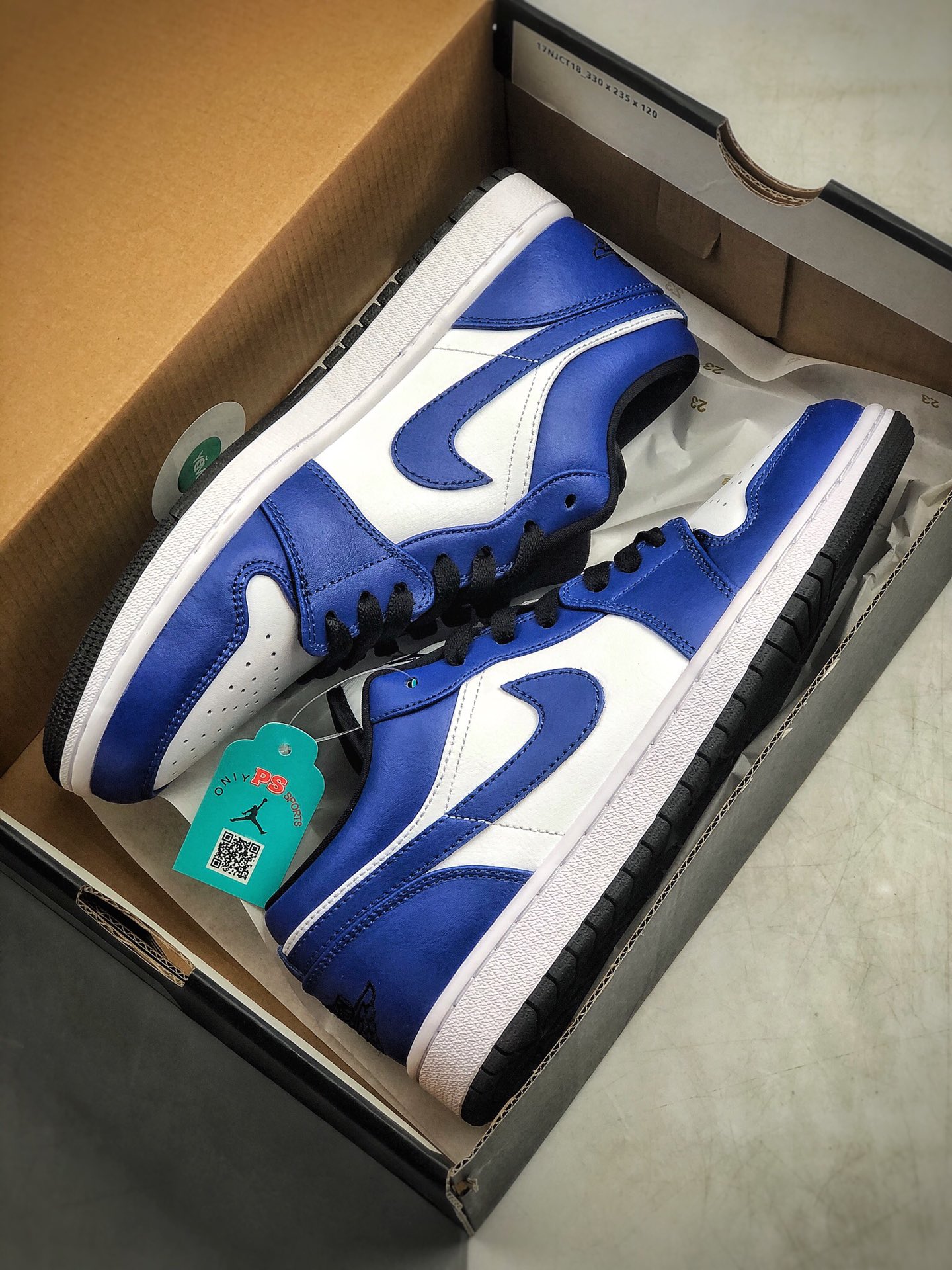 200  公司级头层 耐克 Nike Air Jordan 1 Low 白蓝闪电 AJ1 乔1 低帮潮流缓震运动休闲板鞋553558-124