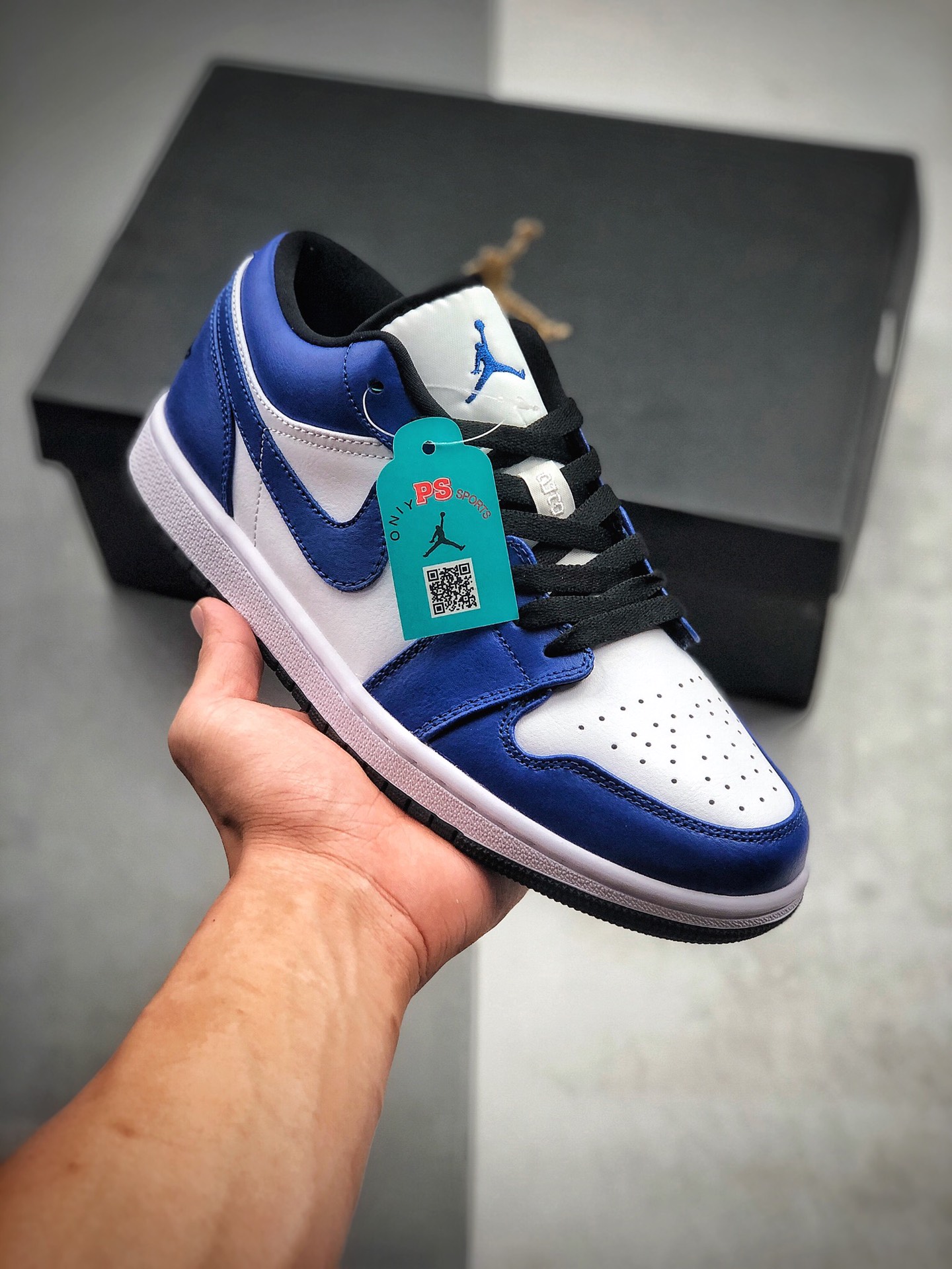 200  公司级头层 耐克 Nike Air Jordan 1 Low 白蓝闪电 AJ1 乔1 低帮潮流缓震运动休闲板鞋553558-124