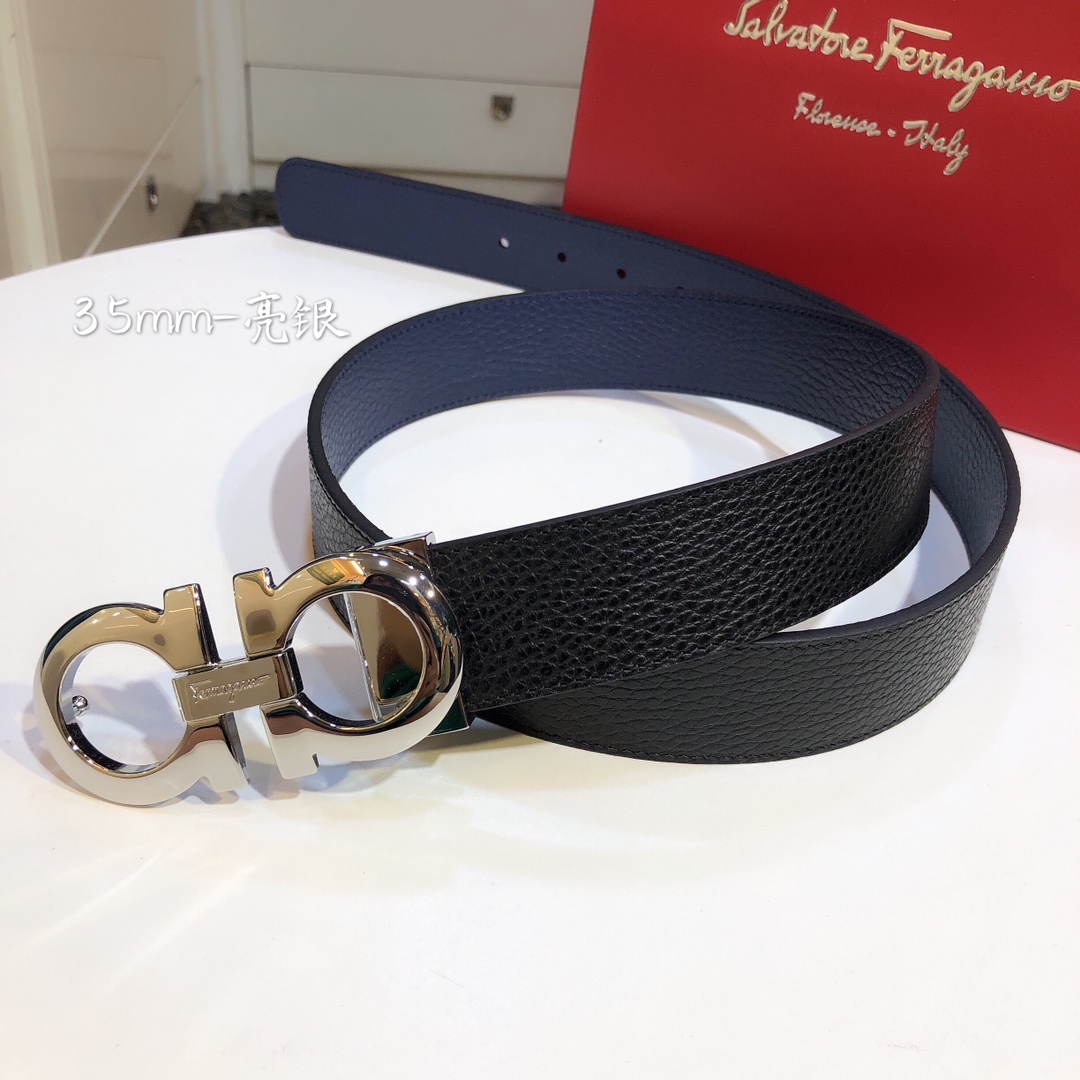 [Ferragamo Belts]Ferragamo official website synchronous lychee pattern two-col