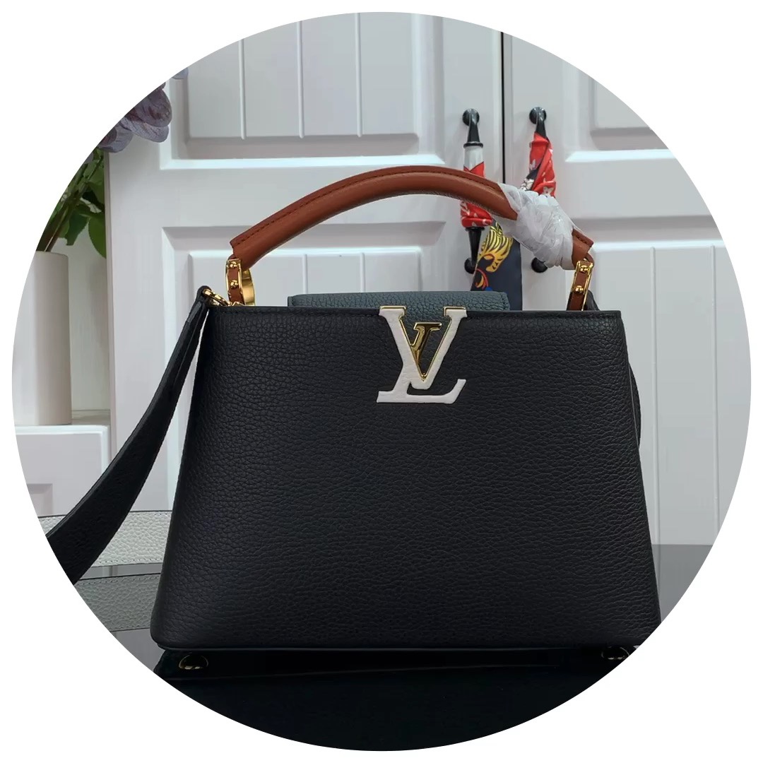 Louis Vuitton LV Capucines Bags Handbags Black Red Lychee Pattern All Steel Cowhide Fetal Mini M56071