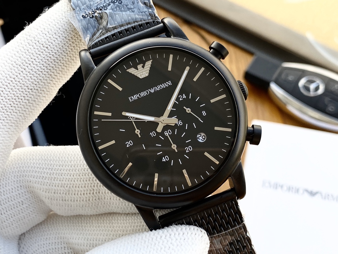 J5   阿玛尼 Armani -ARNAMI非市场普通货可比原单品质 专柜同步正品款号：AR1979 阿玛尼 Armani 卓绝品质 精致之作最新作品性比价高真男人 精致款男士腕表 真牛皮表带真品一样 搭配进口瑞士石英机芯 矿物质超强镜面 直径46mm厚10mm