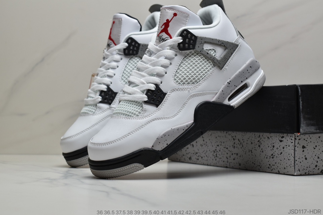200 公司级 Air Jordan AJ4 Retro White Cement AJ4乔4 白水泥 男子篮球鞋840606-192