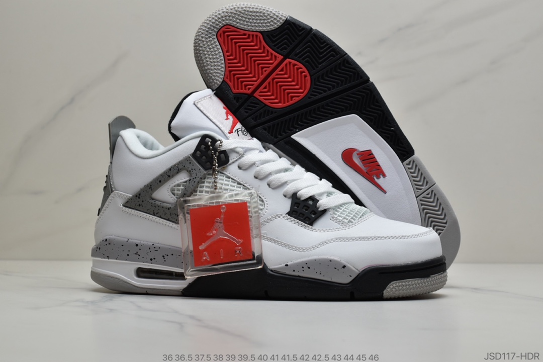 200 公司级 Air Jordan AJ4 Retro White Cement AJ4乔4 白水泥 男子篮球鞋840606-192