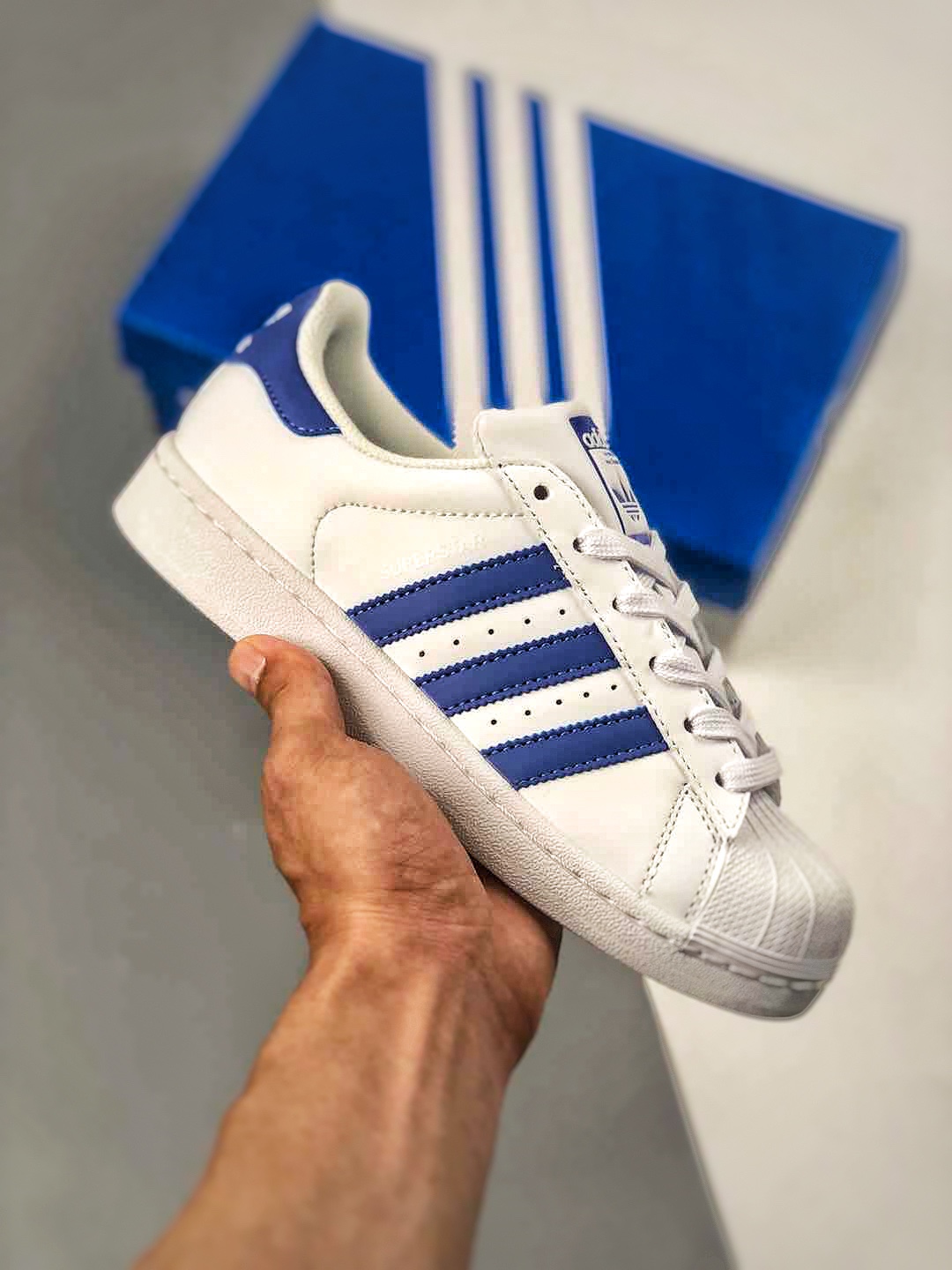 Precio especial de oferta 🔥🔥 AD Originals SUPERSTAR W concha de perro síncrono con la tienda oficial blanco azul pedi…