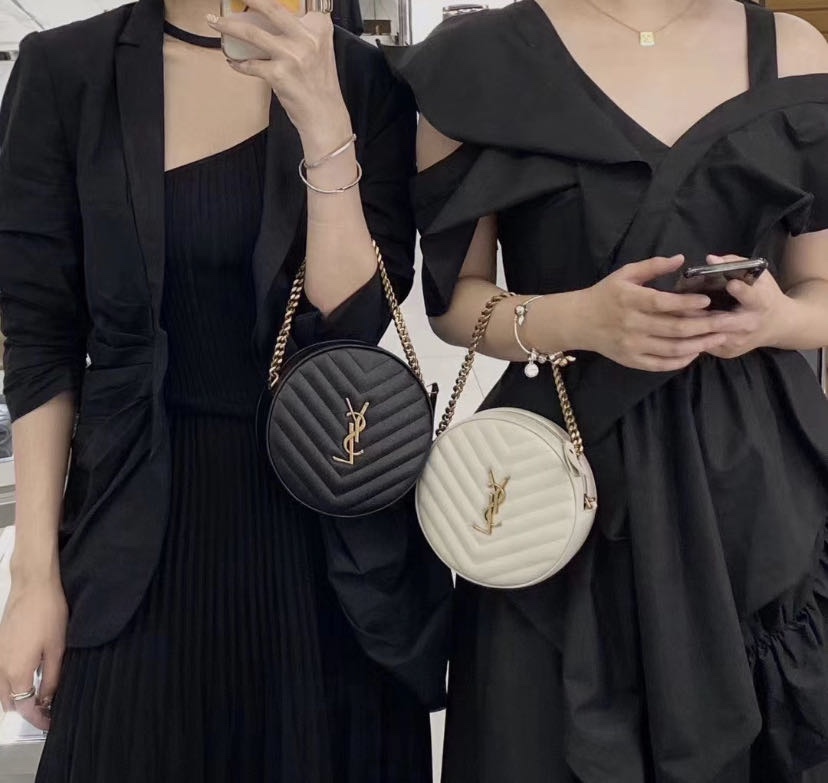 Saint laurent Ysl 最新VINYLE鱼子酱小圆包 610436黑色