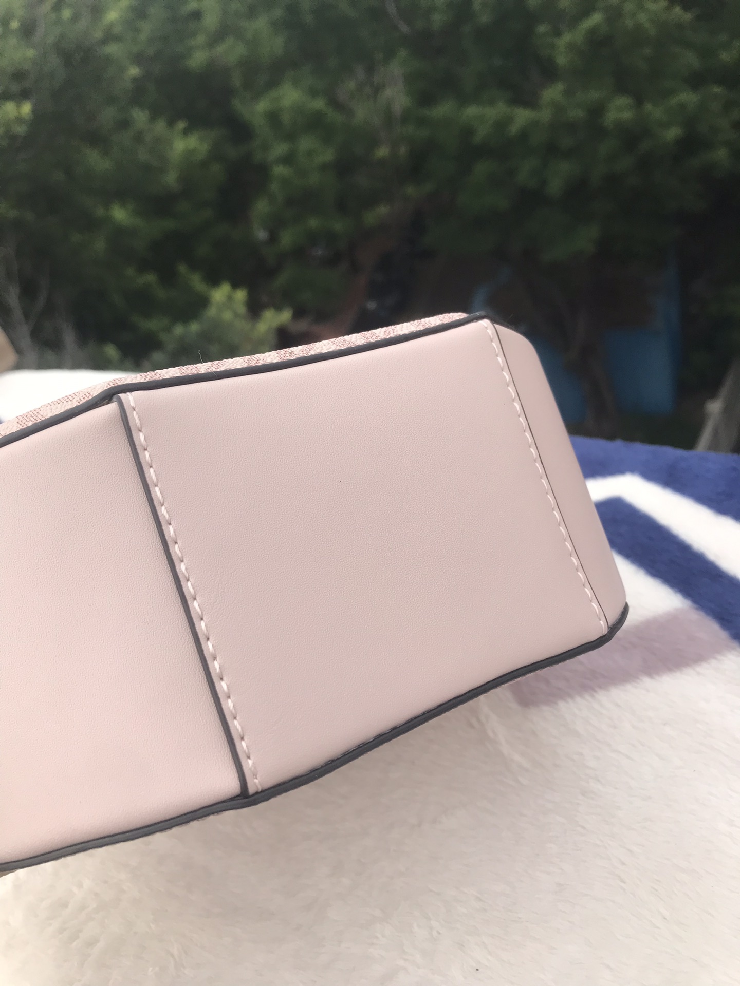 Michael Kors 手提圆包pu拼粉色
