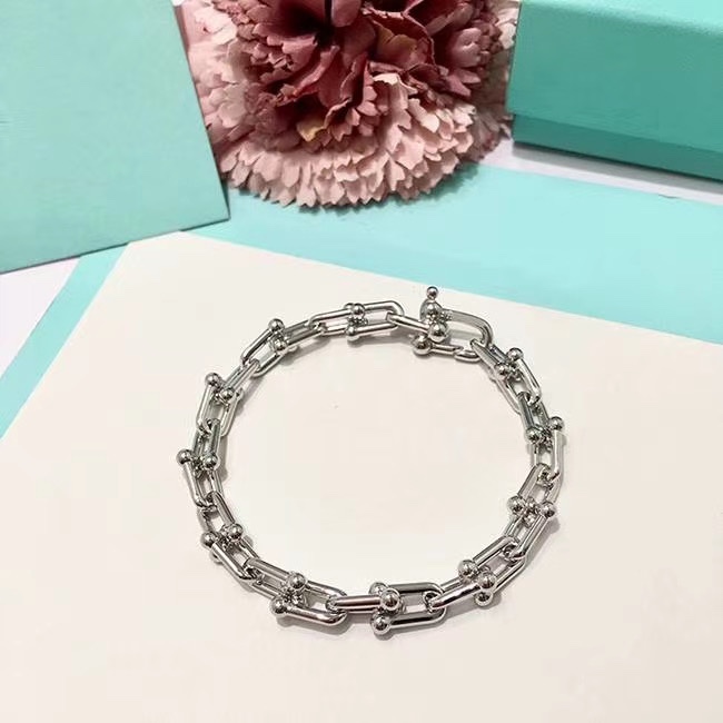Tiffany & Co. 蒂*尼 tiff 银色 U型扣 女士手链 纯银