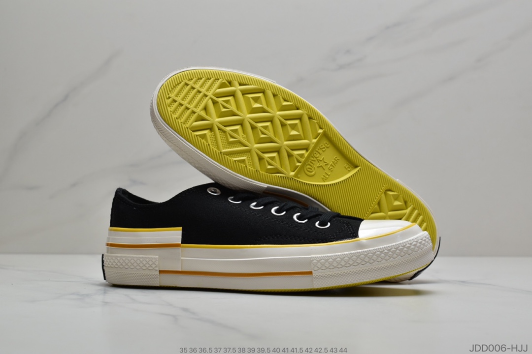 120 匡威Converse Restructured Chuck 1970 High”Black/Yellow”复刻三星标高帮硫化休闲运动板鞋“黑黄褐水线”568802C