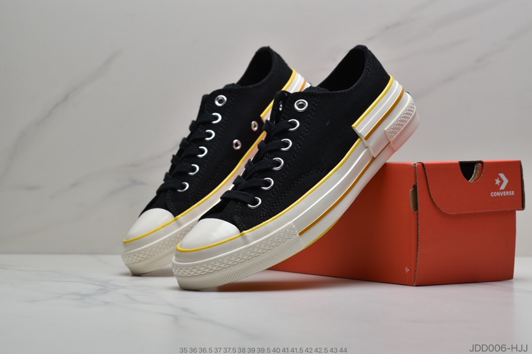 120 匡威Converse Restructured Chuck 1970 High”Black/Yellow”复刻三星标高帮硫化休闲运动板鞋“黑黄褐水线”568802C