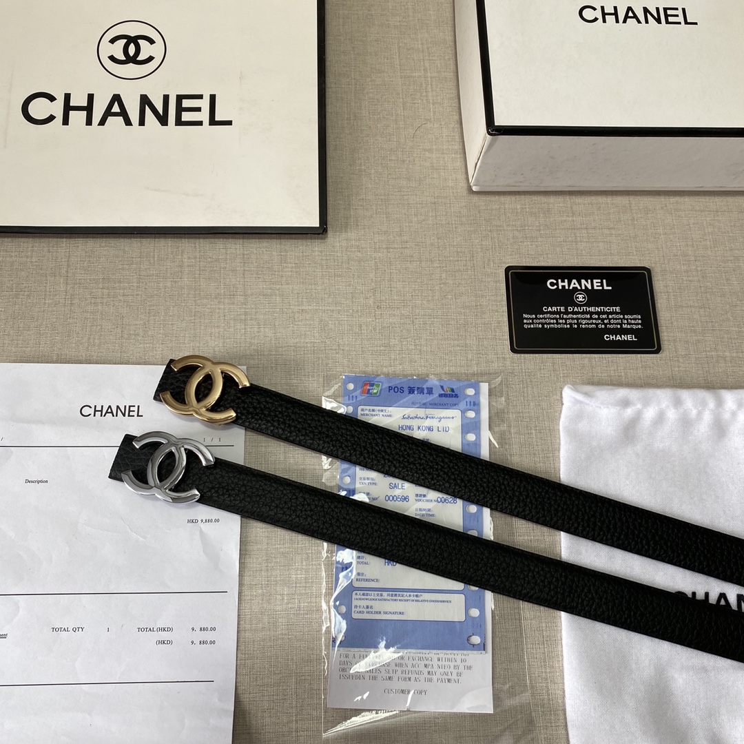 G5   Chanel 香奈儿Chanel  女士皮带.复古牛皮.油边精致、官网同步 · 配专柜全套包装送打眼针长度裁剪 扣头：仿扣 不褪色 长度：90/cm 2.5cm规格 颜色：黑色