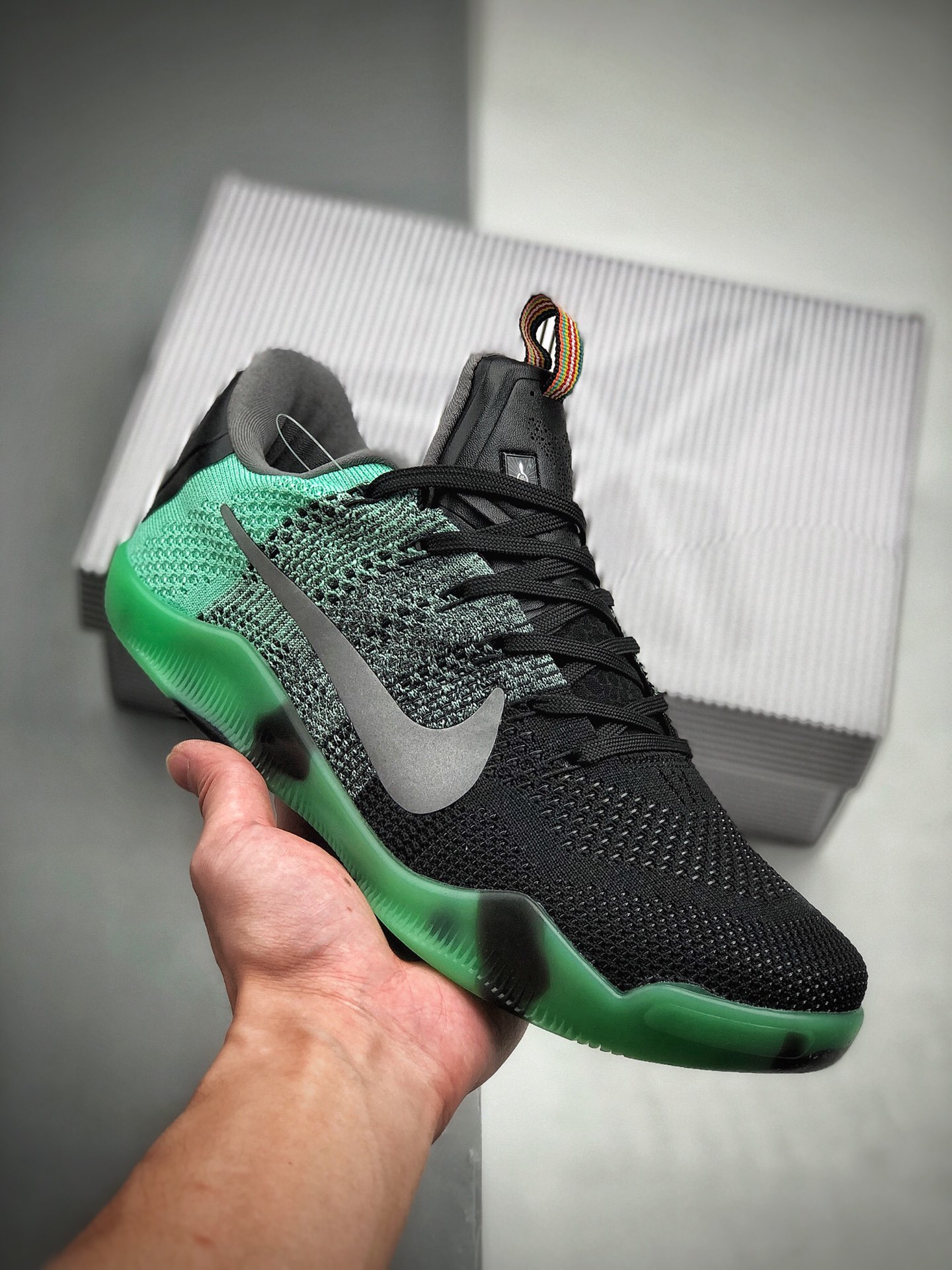 230 耐克Nike Kobe XI Elite Low”All Star Game”科比11代低帮飞线室内实战运动篮球鞋“全明星黑灰绿”822521-305