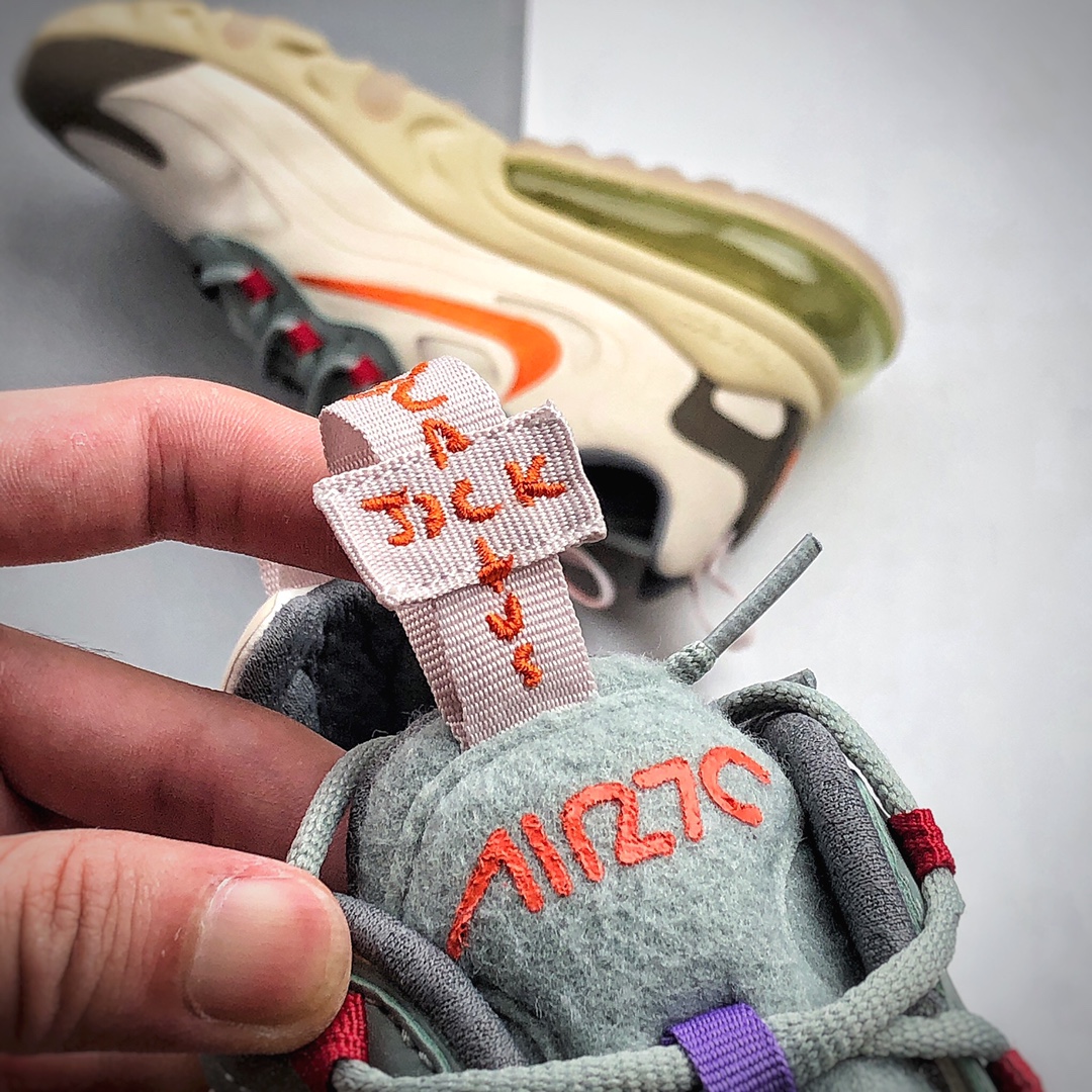 280  淡奶油 倒钩 白蓝橙色 Max 270 三代TRAVIS SCOTT X NIKE AIR MAX 270 REACT CV2414-200