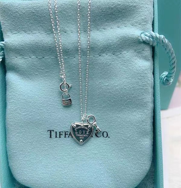 Tiffany & Co. Tiff*ny&Co. 心锁 纯银 锁骨项链