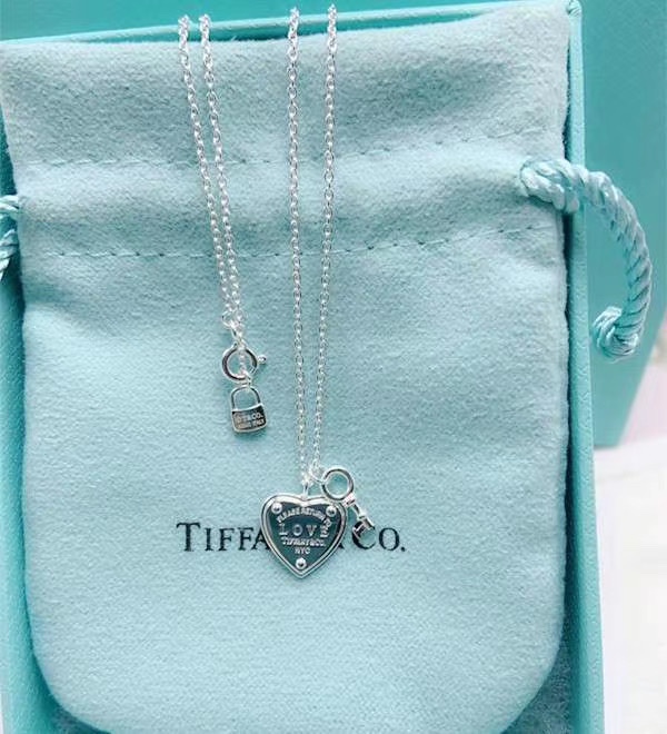 Tiffany & Co. Tiff*ny&Co. 心锁 纯银 锁骨项链