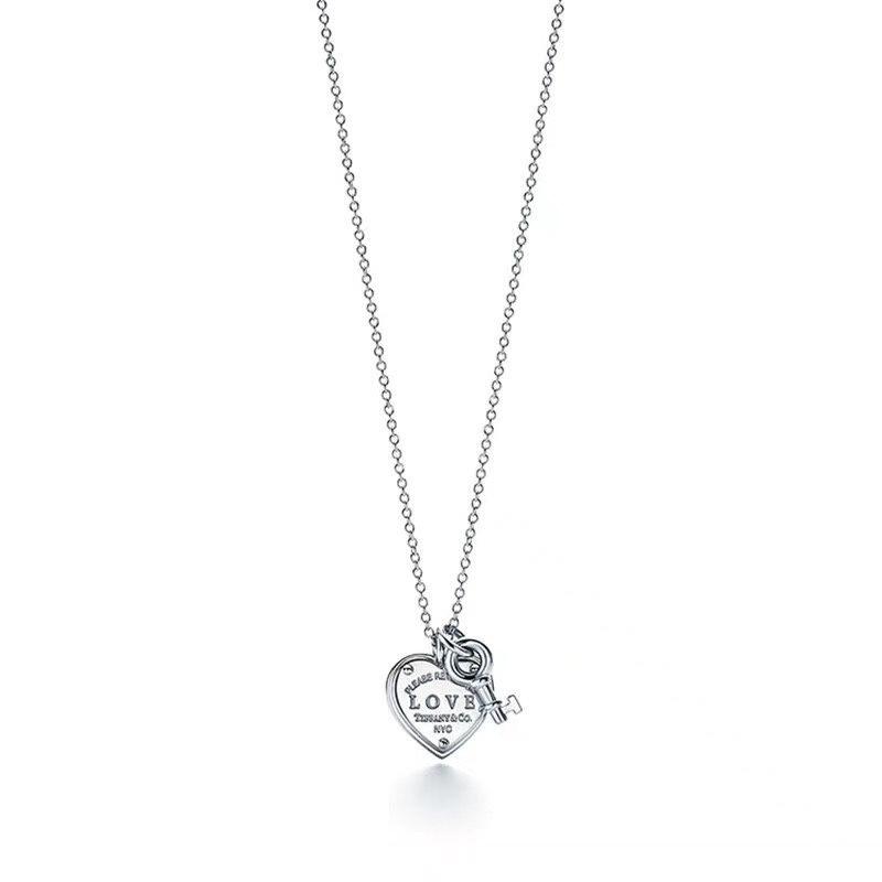 Tiffany & Co. Tiff*ny&Co. 心锁 纯银 锁骨项链