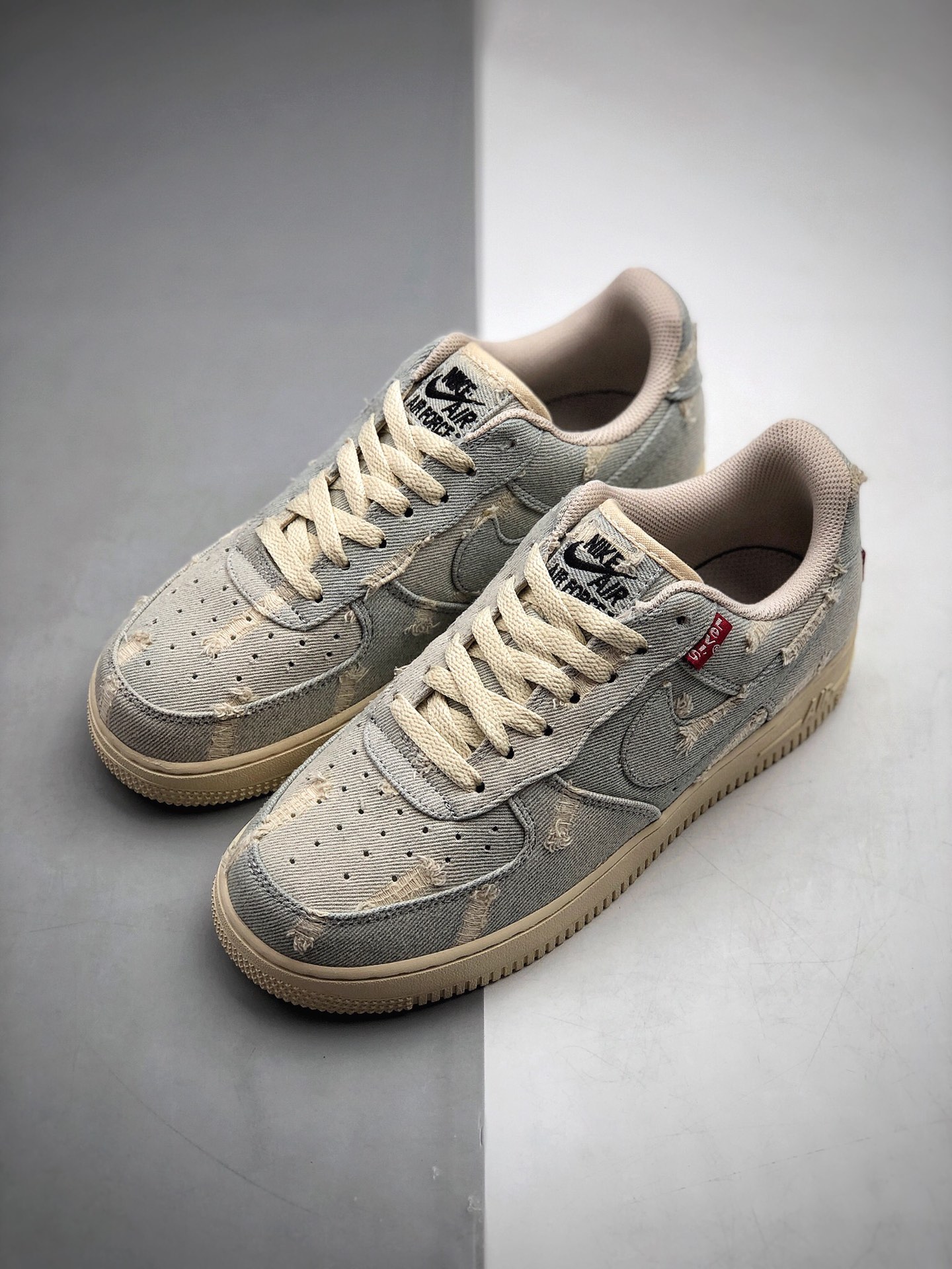 200  公司级耐克&李维斯联名空军一号牛仔布鞋男女鞋 Nike Air Force 1 Low Levi's 丹宁牛仔空军315122 112