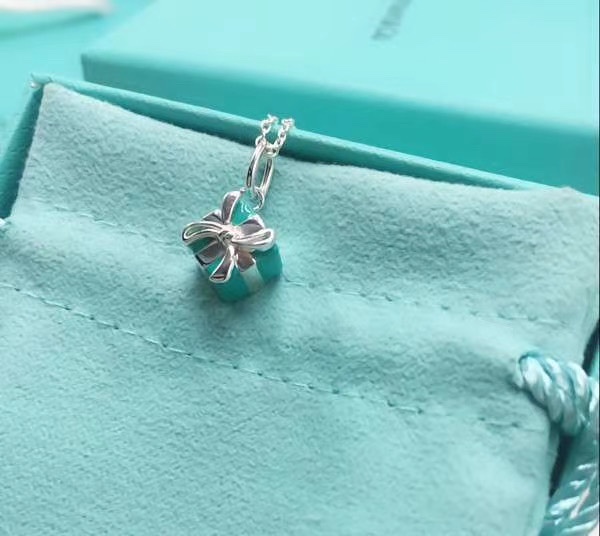 Tiffany & Co. Tiff*ny&Co.蓝色礼物盒 纯银锁骨项链