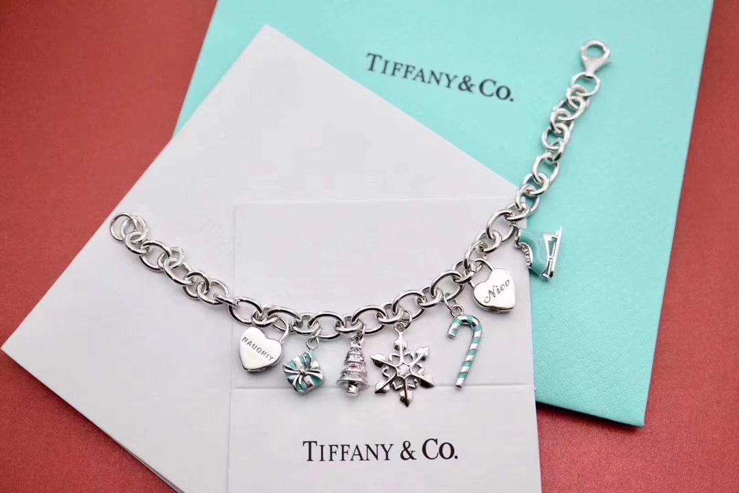 Tiffany & Co. Tiff*ny&Co.纯银 蓝色珐琅圣诞手链