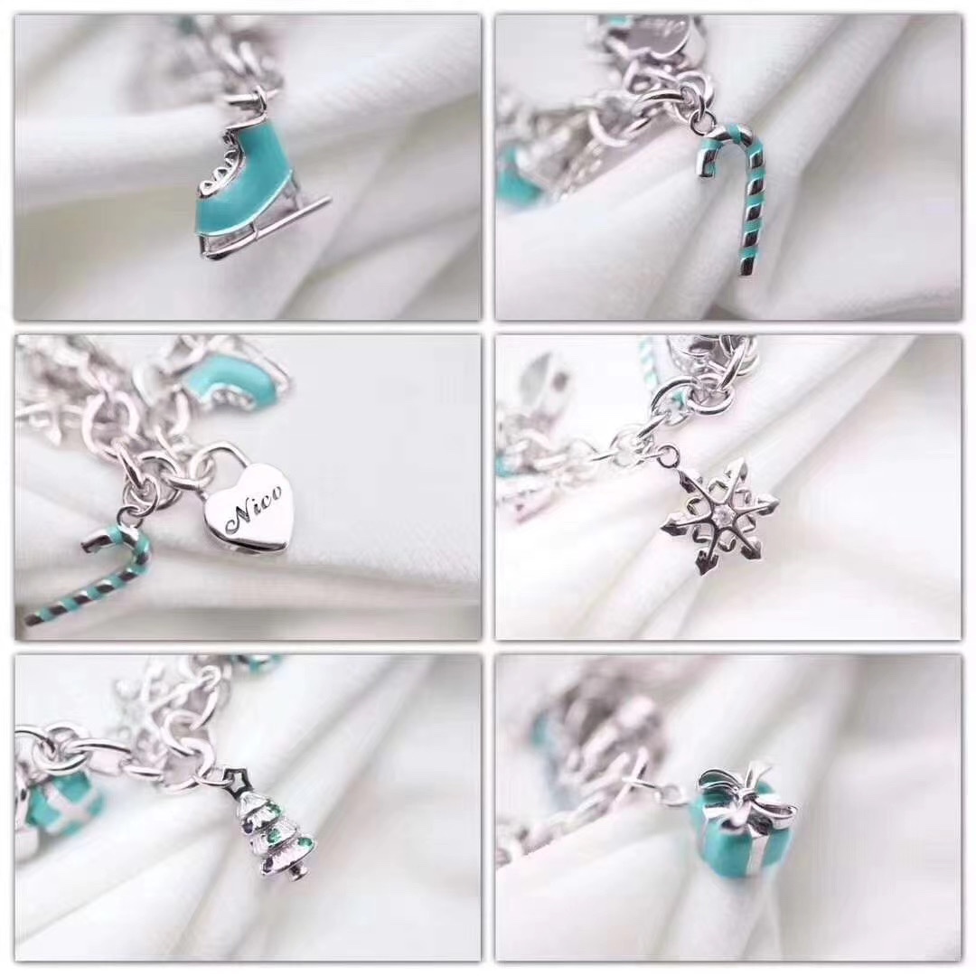 Tiffany & Co. Tiff*ny&Co.纯银 蓝色珐琅圣诞手链