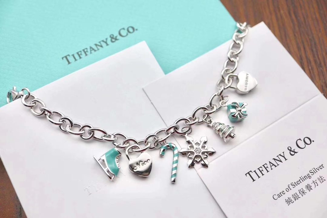 Tiffany & Co. Tiff*ny&Co.纯银 蓝色珐琅圣诞手链