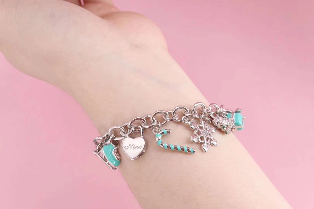 Tiffany & Co. Tiff*ny&Co.纯银 蓝色珐琅圣诞手链