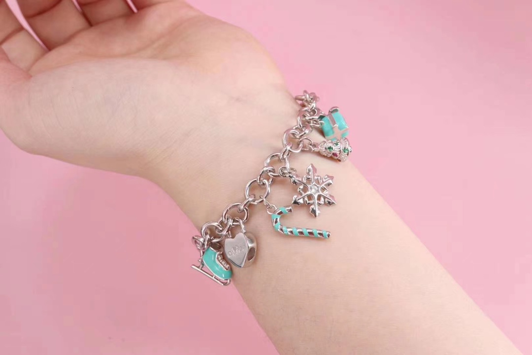 Tiffany & Co. Tiff*ny&Co.纯银 蓝色珐琅圣诞手链