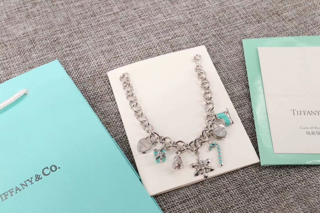 Tiffany & Co. Tiff*ny&Co.纯银 蓝色珐琅圣诞手链
