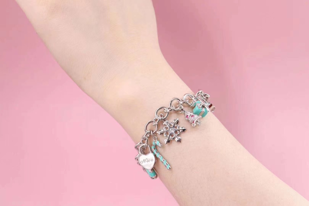 Tiffany & Co. Tiff*ny&Co.纯银 蓝色珐琅圣诞手链