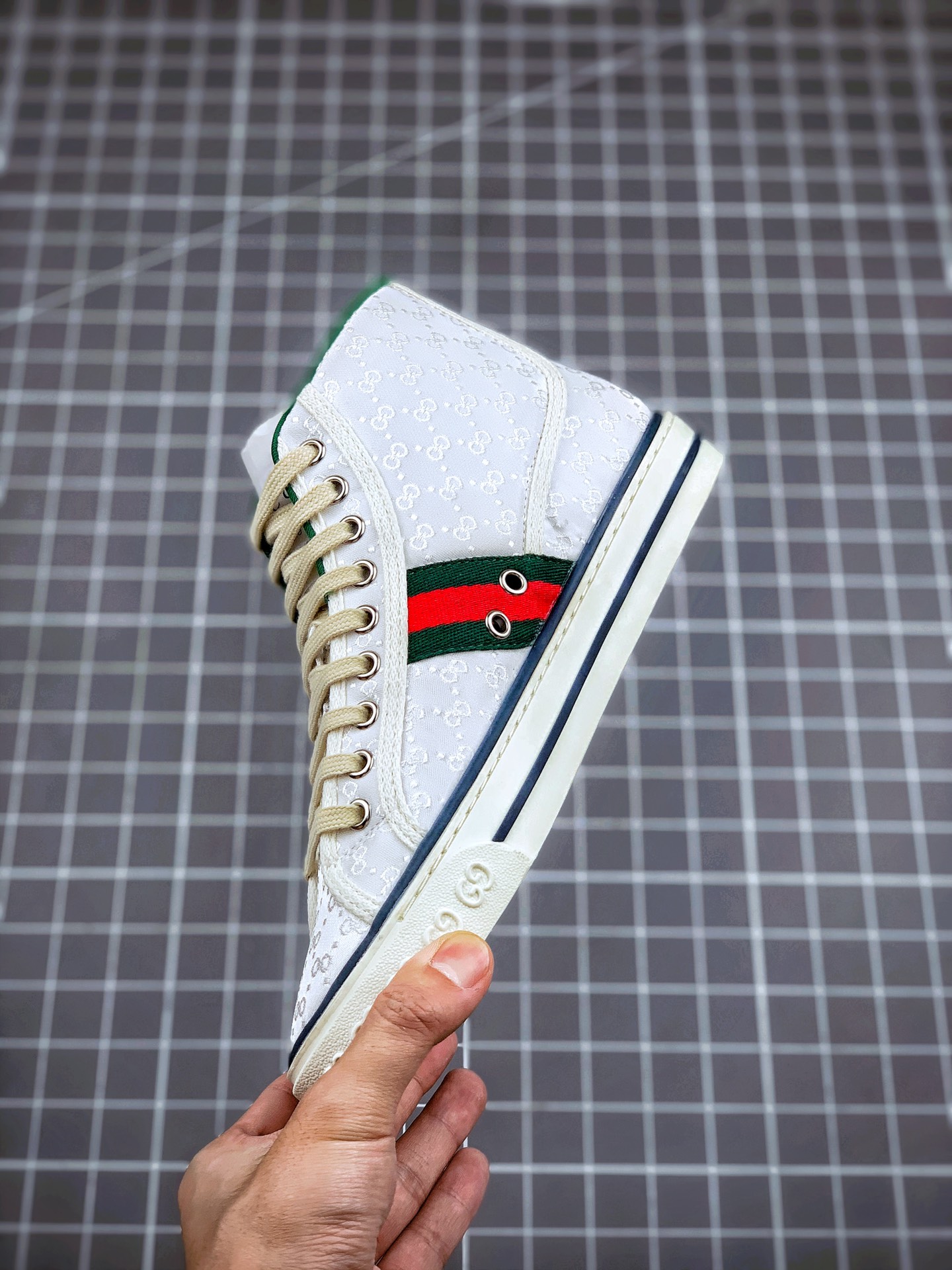 420 原装订单 GUCCI Tennis 1977 Print Sneaker 高帮帆布印花复古休闲运动板鞋