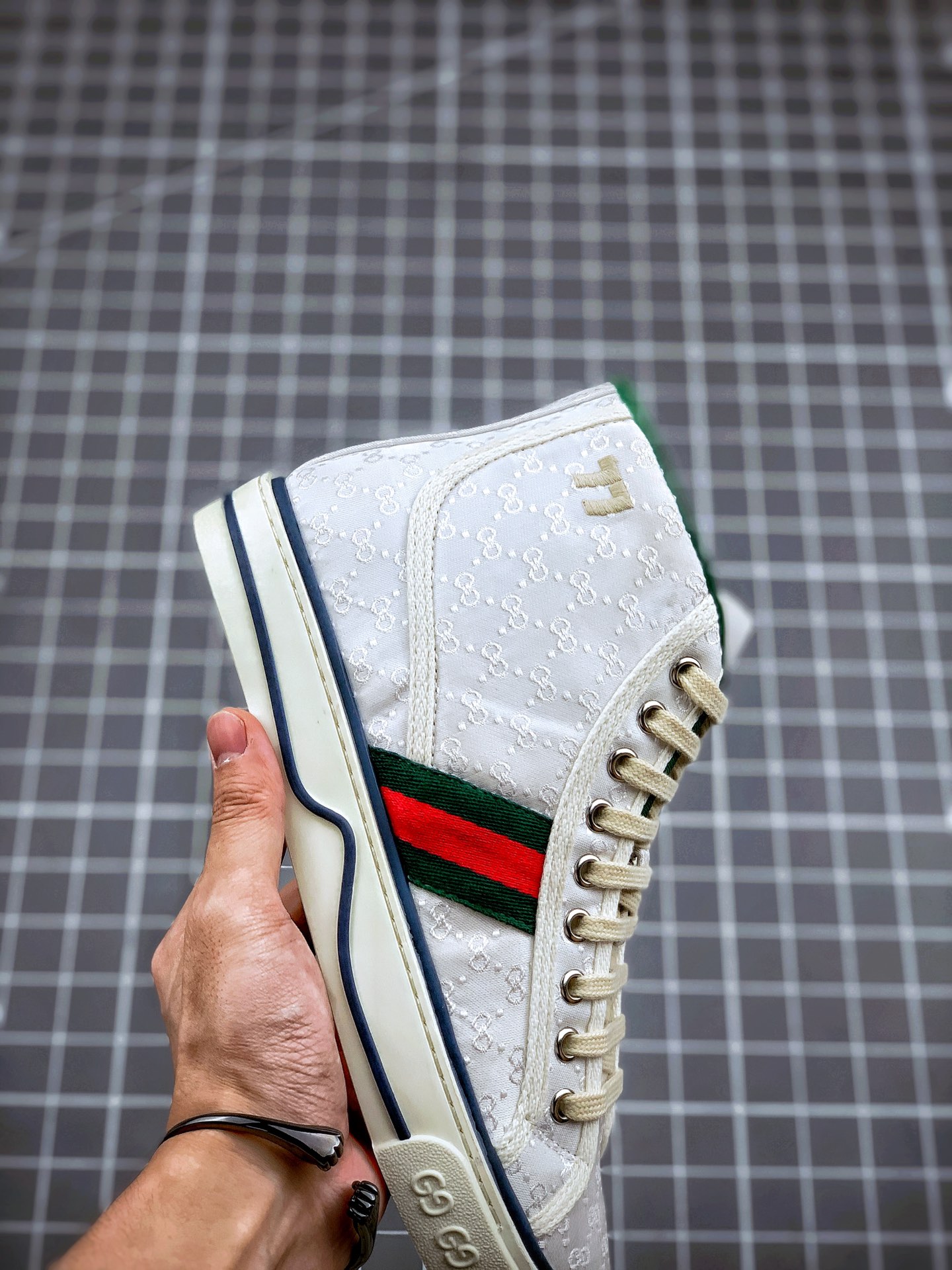 420 原装订单 GUCCI Tennis 1977 Print Sneaker 高帮帆布印花复古休闲运动板鞋
