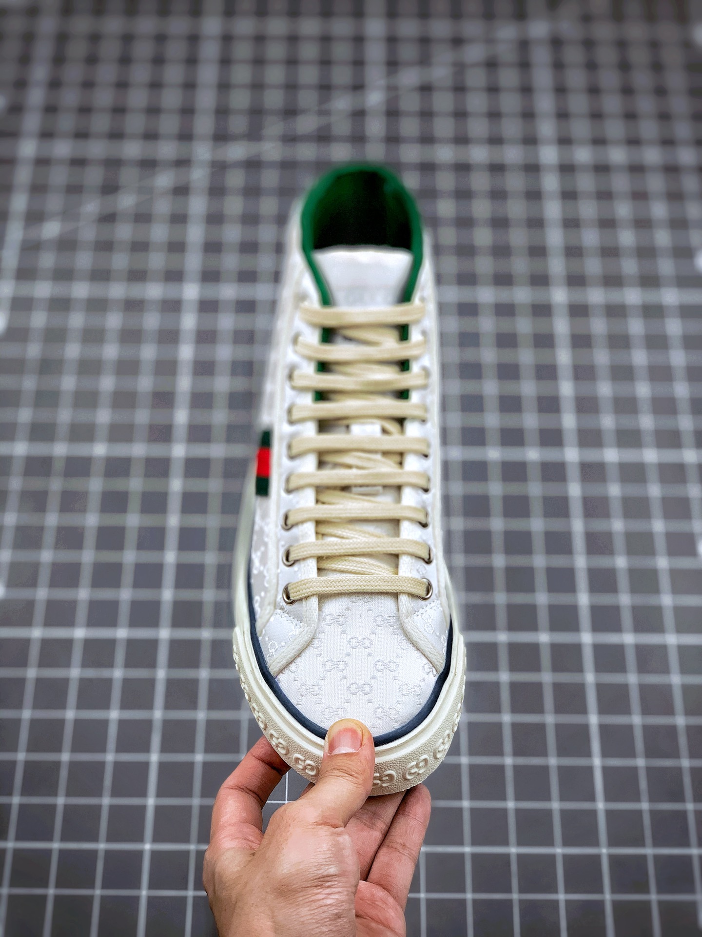420 原装订单 GUCCI Tennis 1977 Print Sneaker 高帮帆布印花复古休闲运动板鞋