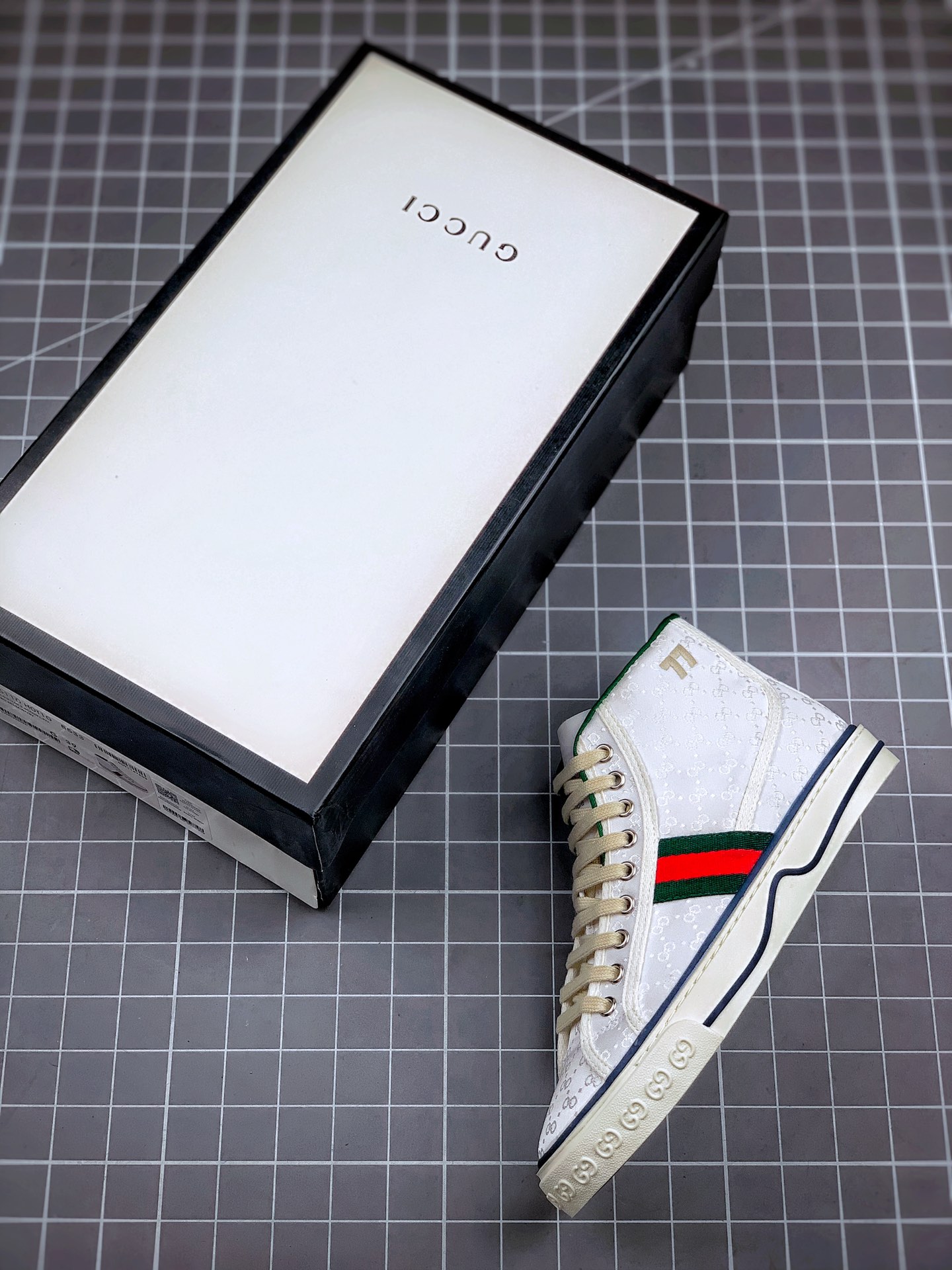 420 原装订单 GUCCI Tennis 1977 Print Sneaker 高帮帆布印花复古休闲运动板鞋